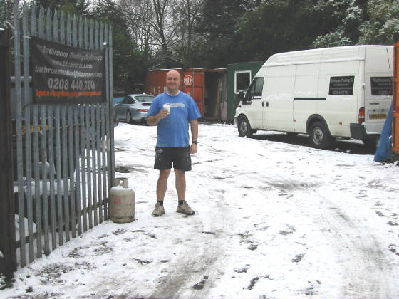 Si Lecca our intrepid naturally thermally insulated driver/showroom installer, at our old warehouse